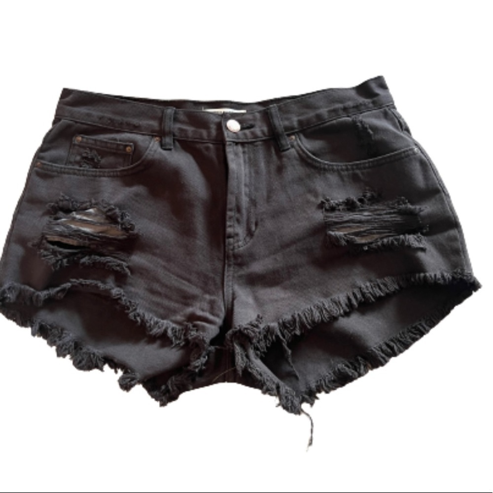 Billabong black distressed denim high waist jean shorts size 29